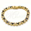 Oro Laminado Tennis Bracelet, Gold Filled Style with Sapphire Blue and White Cubic Zirconia, Polished, Golden Finish, 03.210.0078.3.08 (06 MM Thickness, 8 Inches Length)