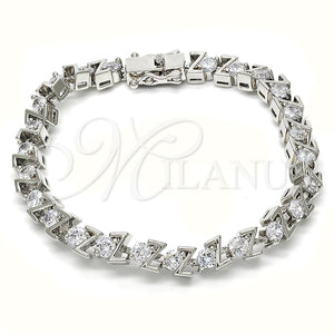 White Gold Filled Bracelet — Tennis Bracelet with White Cubic Zirconia Polished 03. — main product view — SKU 119662 | Oro Laminado Blanco brazalete — Tennis Bracelet with blanco Cubic Zirconia pulido 03. — SKU 119662