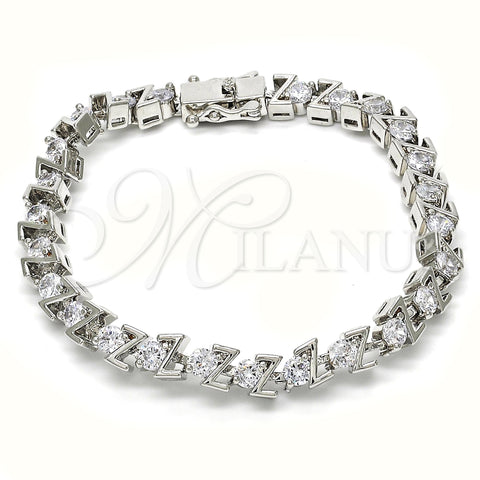 Rhodium Plated Tennis Bracelet, with White Cubic Zirconia, Polished, Rhodium Finish, 03.210.0078.4.08 (06 MM Thickness, 8 Inches Length)