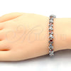 Rhodium Gold Filled Tennis Bracelet, with Garnet and White Cubic Zirconia, Polished, Rhodium Finish, 03.210.0078.5.08 (06 MM Thickness, 8 Inches Length)