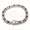 Rhodium Gold Filled Tennis Bracelet, with Garnet and White Cubic Zirconia, Polished, Rhodium Finish, 03.210.0078.5.08 (06 MM Thickness, 8 Inches Length)