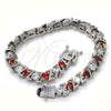 Rhodium Gold Filled Tennis Bracelet, with Garnet and White Cubic Zirconia, Polished, Rhodium Finish, 03.210.0078.5.08 (06 MM Thickness, 8 Inches Length)