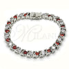 Rhodium Gold Filled Tennis Bracelet, with Garnet and White Cubic Zirconia, Polished, Rhodium Finish, 03.210.0078.5.08 (06 MM Thickness, 8 Inches Length)