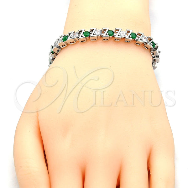 White Gold Filled Bracelet — Tennis Bracelet with Green and White Cubic Zirconia — main product view — SKU 119664 | Oro Laminado Blanco brazalete — Tennis Bracelet with Green and blanco Cubic Zirconia — SKU 119664
