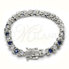 Rhodium Gold Filled Tennis Bracelet, with Sapphire Blue and White Cubic Zirconia, Polished, Rhodium Finish, 03.210.0078.7.08 (06 MM Thickness, 8 Inches Length)