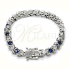 Rhodium Gold Filled Tennis Bracelet, with Sapphire Blue and White Cubic Zirconia, Polished, Rhodium Finish, 03.210.0078.7.08 (06 MM Thickness, 8 Inches Length)