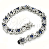 Rhodium Gold Filled Tennis Bracelet, with Sapphire Blue and White Cubic Zirconia, Polished, Rhodium Finish, 03.210.0078.7.08 (06 MM Thickness, 8 Inches Length)