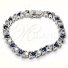 Rhodium Gold Filled Tennis Bracelet, with Sapphire Blue and White Cubic Zirconia, Polished, Rhodium Finish, 03.210.0078.7.08 (06 MM Thickness, 8 Inches Length)