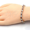 Oro Laminado Tennis Bracelet, Gold Filled Style with Garnet and White Cubic Zirconia, Polished, Golden Finish, 03.210.0079.1.08 (05 MM Thickness, 8 Inches Length)