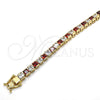 Oro Laminado Tennis Bracelet, Gold Filled Style with Garnet and White Cubic Zirconia, Polished, Golden Finish, 03.210.0079.1.08 (05 MM Thickness, 8 Inches Length)
