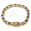 Oro Laminado Tennis Bracelet, Gold Filled Style with Garnet and White Cubic Zirconia, Polished, Golden Finish, 03.210.0079.1.08 (05 MM Thickness, 8 Inches Length)