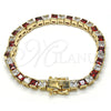 Oro Laminado Tennis Bracelet, Gold Filled Style with Garnet and White Cubic Zirconia, Polished, Golden Finish, 03.210.0079.1.08 (05 MM Thickness, 8 Inches Length)