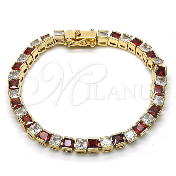 Gold Filled Bracelet — Tennis Bracelet with Garnet and White Cubic Zirconia — main product view — SKU 119667 | Oro Laminado brazalete — Tennis Bracelet with Garnet and blanco Cubic Zirconia — SKU 119667
