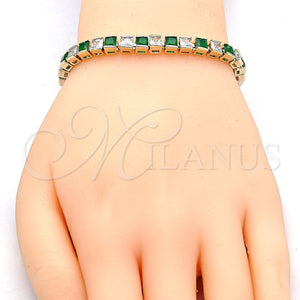 Gold Filled Bracelet — Tennis Bracelet with Green and White Cubic Zirconia — main product view — SKU 119668 | Oro Laminado brazalete — Tennis Bracelet with Green and blanco Cubic Zirconia — SKU 119668
