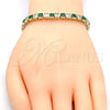 Oro Laminado Tennis Bracelet, Gold Filled Style with Green and White Cubic Zirconia, Polished, Golden Finish, 03.210.0079.2.08 (05 MM Thickness, 8 Inches Length)