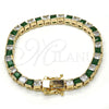 Oro Laminado Tennis Bracelet, Gold Filled Style with Green and White Cubic Zirconia, Polished, Golden Finish, 03.210.0079.2.08 (05 MM Thickness, 8 Inches Length)