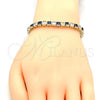 Oro Laminado Tennis Bracelet, Gold Filled Style with Sapphire Blue and White Cubic Zirconia, Polished, Golden Finish, 03.210.0079.3.08 (05 MM Thickness, 8 Inches Length)
