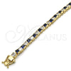 Oro Laminado Tennis Bracelet, Gold Filled Style with Sapphire Blue and White Cubic Zirconia, Polished, Golden Finish, 03.210.0079.3.08 (05 MM Thickness, 8 Inches Length)