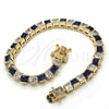 Oro Laminado Tennis Bracelet, Gold Filled Style with Sapphire Blue and White Cubic Zirconia, Polished, Golden Finish, 03.210.0079.3.08 (05 MM Thickness, 8 Inches Length)