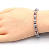 Rhodium Gold Filled Tennis Bracelet, with Garnet and White Cubic Zirconia, Polished, Rhodium Finish, 03.210.0079.5.08 (05 MM Thickness, 8 Inches Length)
