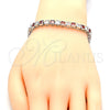 Rhodium Gold Filled Tennis Bracelet, with Garnet and White Cubic Zirconia, Polished, Rhodium Finish, 03.210.0079.5.08 (05 MM Thickness, 8 Inches Length)