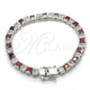 Rhodium Gold Filled Tennis Bracelet, with Garnet and White Cubic Zirconia, Polished, Rhodium Finish, 03.210.0079.5.08 (05 MM Thickness, 8 Inches Length)