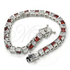 Rhodium Gold Filled Tennis Bracelet, with Garnet and White Cubic Zirconia, Polished, Rhodium Finish, 03.210.0079.5.08 (05 MM Thickness, 8 Inches Length)