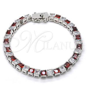 White Gold Filled Bracelet — Tennis Bracelet with Garnet and White Cubic Zirconia — main product view — SKU 119671 | Oro Laminado Blanco brazalete — Tennis Bracelet with Garnet and blanco Cubic Zirconia — SKU 119671