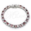 Rhodium Gold Filled Tennis Bracelet, with Garnet and White Cubic Zirconia, Polished, Rhodium Finish, 03.210.0079.5.08 (05 MM Thickness, 8 Inches Length)