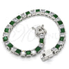 Rhodium Gold Filled Tennis Bracelet, with Green and White Cubic Zirconia, Polished, Rhodium Finish, 03.210.0079.6.08 (05 MM Thickness, 8 Inches Length)