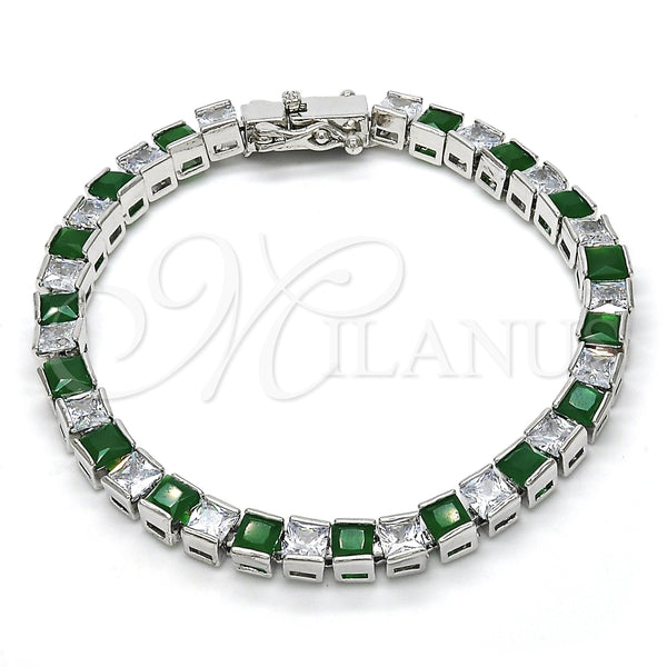 White Gold Filled Bracelet — Tennis Bracelet with Green and White Cubic Zirconia — alternate product view — SKU 119672 | Oro Laminado Blanco brazalete — Tennis Bracelet with Green and blanco Cubic Zirconia — SKU 119672