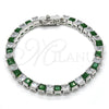 Rhodium Gold Filled Tennis Bracelet, with Green and White Cubic Zirconia, Polished, Rhodium Finish, 03.210.0079.6.08 (05 MM Thickness, 8 Inches Length)