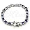 Rhodium Gold Filled Tennis Bracelet, with Sapphire Blue and White Cubic Zirconia, Polished, Rhodium Finish, 03.210.0079.7.08 (05 MM Thickness, 8 Inches Length)