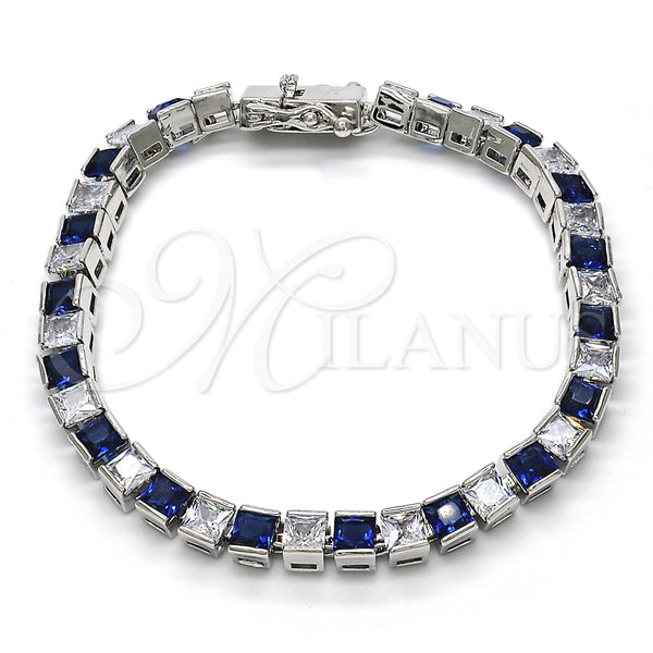 White Gold Filled Bracelet — Tennis Bracelet with Sapphire Blue and White Cubic — main product view — SKU 119673 | Oro Laminado Blanco brazalete — Tennis Bracelet with Sapphire Blue and blanco Cubic — SKU 119673