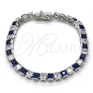 White Gold Filled Bracelet — Tennis Bracelet with Sapphire Blue and White Cubic — main product view — SKU 119673 | Oro Laminado Blanco brazalete — Tennis Bracelet with Sapphire Blue and blanco Cubic — SKU 119673