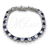 Rhodium Gold Filled Tennis Bracelet, with Sapphire Blue and White Cubic Zirconia, Polished, Rhodium Finish, 03.210.0079.7.08 (05 MM Thickness, 8 Inches Length)