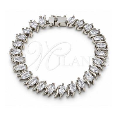 White Gold Filled Tennis Bracelet, Box Lock Design, with White Cubic Zirconia, Polished, Rhodium Finish, 03.210.0080.5.08 (10 MM Thickness, 8 Inches Length)