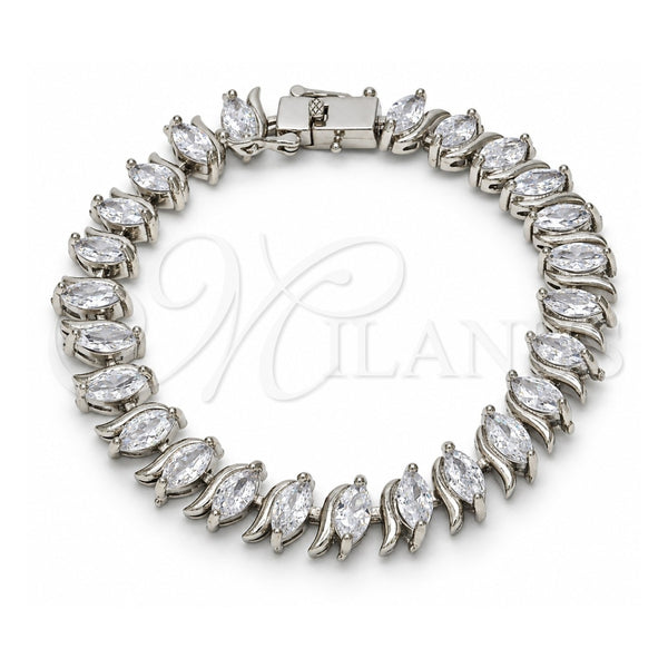 White Gold Filled Tennis Bracelet, Box Lock Design, with White Cubic Zirconia, Polished, Rhodium Finish, 03.210.0080.5.08 (10 MM Thickness, 8 Inches Length)