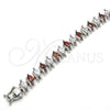 Rhodium Gold Filled Tennis Bracelet, with Garnet and White Cubic Zirconia, Polished, Rhodium Finish, 03.210.0080.6.08 (10 MM Thickness, 8 Inches Length)