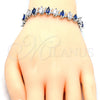 Rhodium Gold Filled Tennis Bracelet, with Sapphire Blue and White Cubic Zirconia, Polished, Rhodium Finish, 03.210.0080.8.08 (10 MM Thickness, 8 Inches Length)