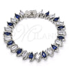 Rhodium Gold Filled Tennis Bracelet, with Sapphire Blue and White Cubic Zirconia, Polished, Rhodium Finish, 03.210.0080.8.08 (10 MM Thickness, 8 Inches Length)