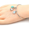 Rhodium Gold Filled Individual Bangle, Smile and Dolphin Design, with White Crystal, Multicolor Enamel Finish, Rhodium Finish, 07.179.0003.1 (02 MM Thickness, One size fits all)