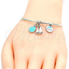 Rhodium Gold Filled Individual Bangle, Smile and Dolphin Design, with White Crystal, Multicolor Enamel Finish, Rhodium Finish, 07.179.0003.1 (02 MM Thickness, One size fits all)