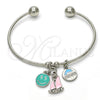 Rhodium Gold Filled Individual Bangle, Smile and Dolphin Design, with White Crystal, Multicolor Enamel Finish, Rhodium Finish, 07.179.0003.1 (02 MM Thickness, One size fits all)