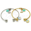 Rhodium Gold Filled Individual Bangle, Smile and Dolphin Design, with White Crystal, Multicolor Enamel Finish, Rhodium Finish, 07.179.0003.1 (02 MM Thickness, One size fits all)