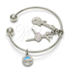 Rhodium Gold Filled Individual Bangle, Guitar and Dolphin Design, Multicolor Enamel Finish, Rhodium Finish, 07.179.0004.1 (02 MM Thickness, One size fits all)