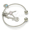 Rhodium Gold Filled Individual Bangle, Guitar and Dolphin Design, Multicolor Enamel Finish, Rhodium Finish, 07.179.0004.1 (02 MM Thickness, One size fits all)