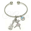 Rhodium Gold Filled Individual Bangle, Guitar and Dolphin Design, Multicolor Enamel Finish, Rhodium Finish, 07.179.0004.1 (02 MM Thickness, One size fits all)