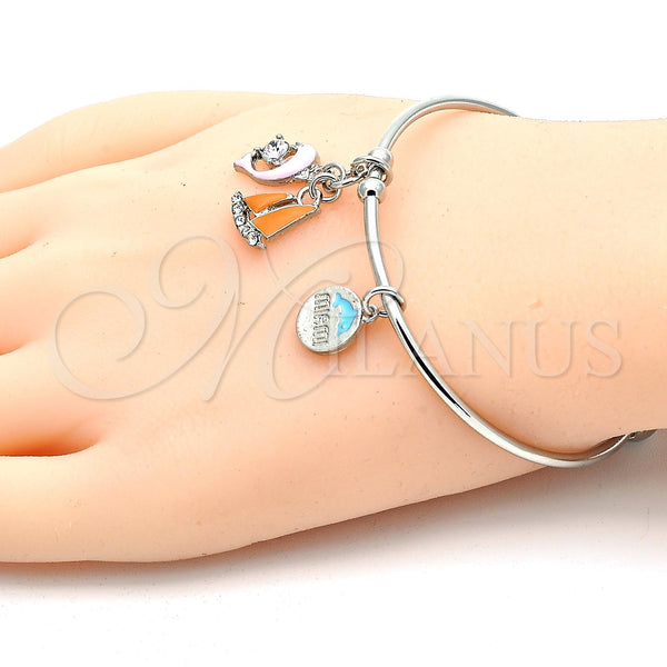 White Gold Filled Jewelry — Individual Bangle Dolphin Design with White Crystal Multicolor — alternate product view — SKU 119697 | Oro Laminado Blanco joyería — Individual Bangle Dolphin diseño with cristal blanco Multicolor — SKU 119697