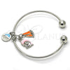 Rhodium Gold Filled Individual Bangle, Dolphin Design, with White Crystal, Multicolor Enamel Finish, Rhodium Finish, 07.179.0005.1 (02 MM Thickness, One size fits all)